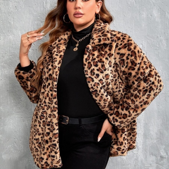Cozy Plus Leopard Print Teddy Jacket Coat - Picture 4 of 5